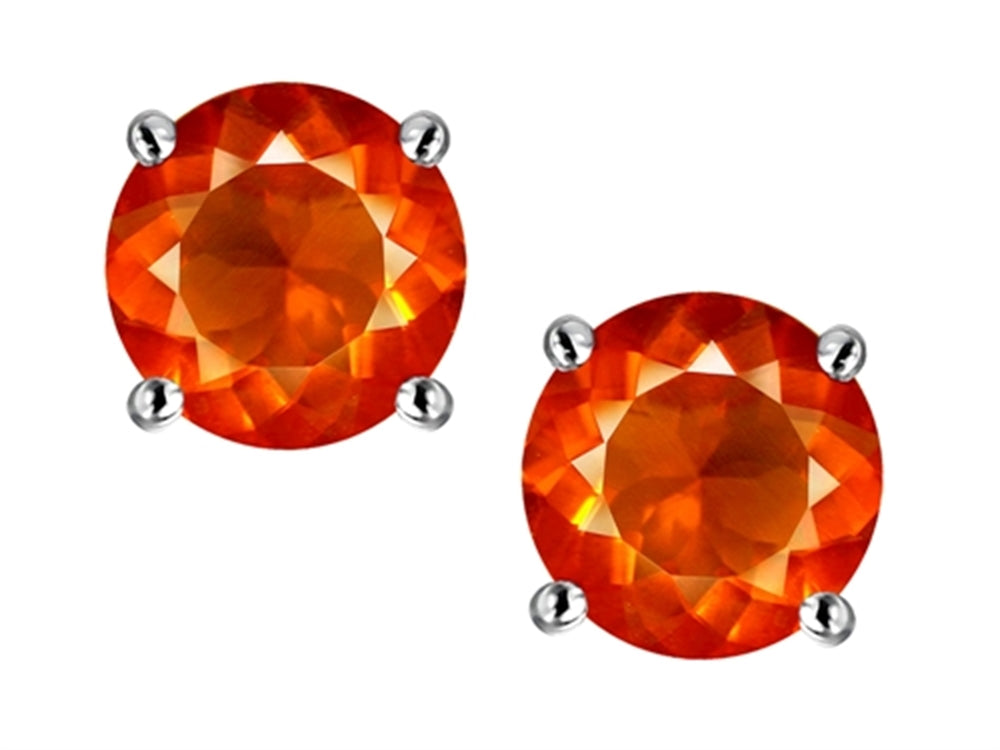 Star K Round 6mm Simulated Orange Mexican Fire Opal Classic Screw Back Stud Earrings