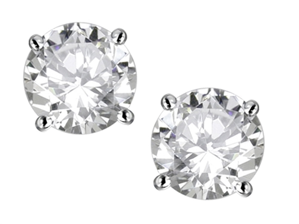 Star K Round 6mm Genuine White Topaz Classic Screw Back Stud Earrings
