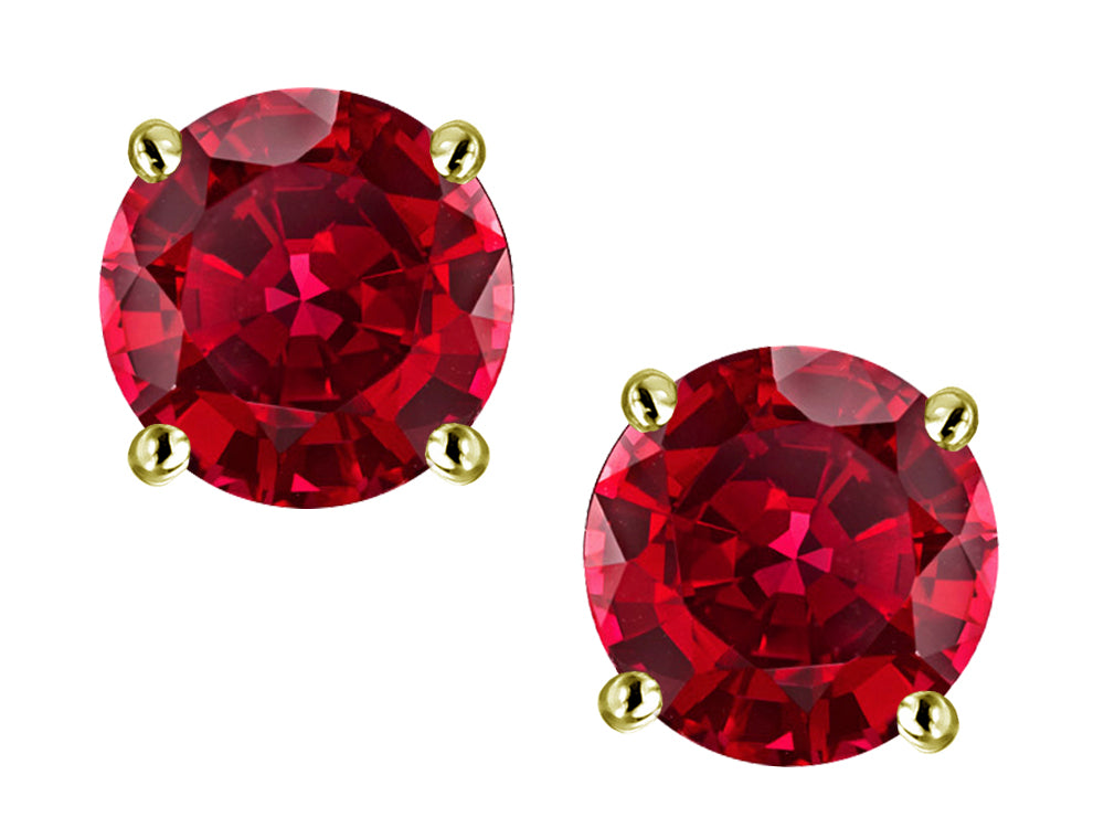 Star K Round 6mm Created Ruby Stud Earrings