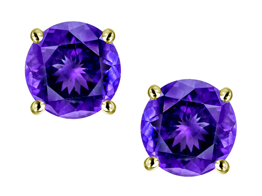 Star K Round 6mm Genuine Amethyst Stud Earrings