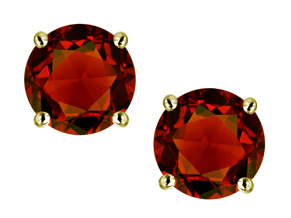 Star K Round 6mm Genuine Garnet Stud Earrings
