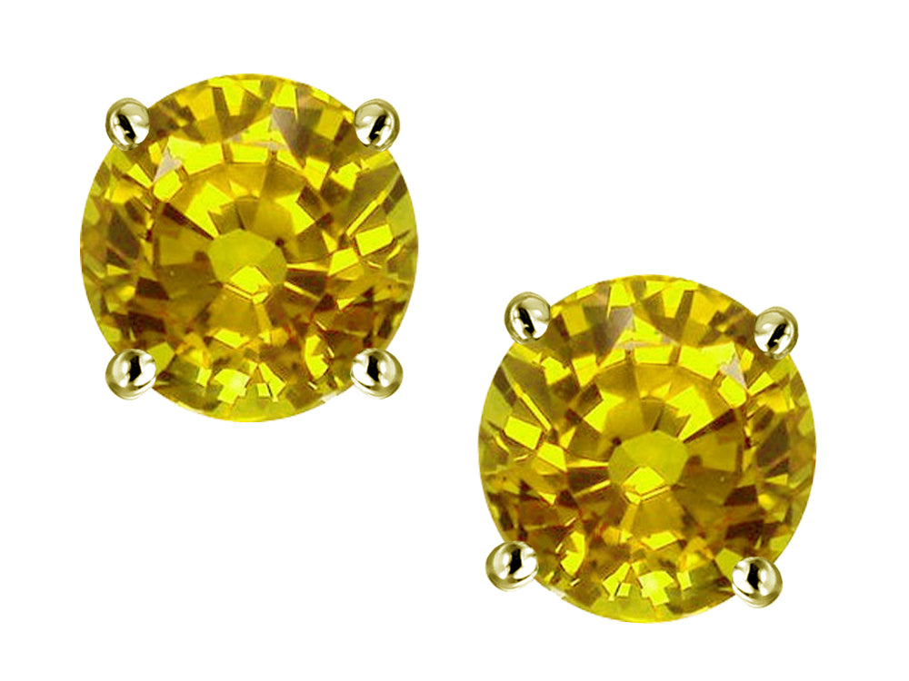 Star K Round 6mm Genuine Citrine Stud Earrings