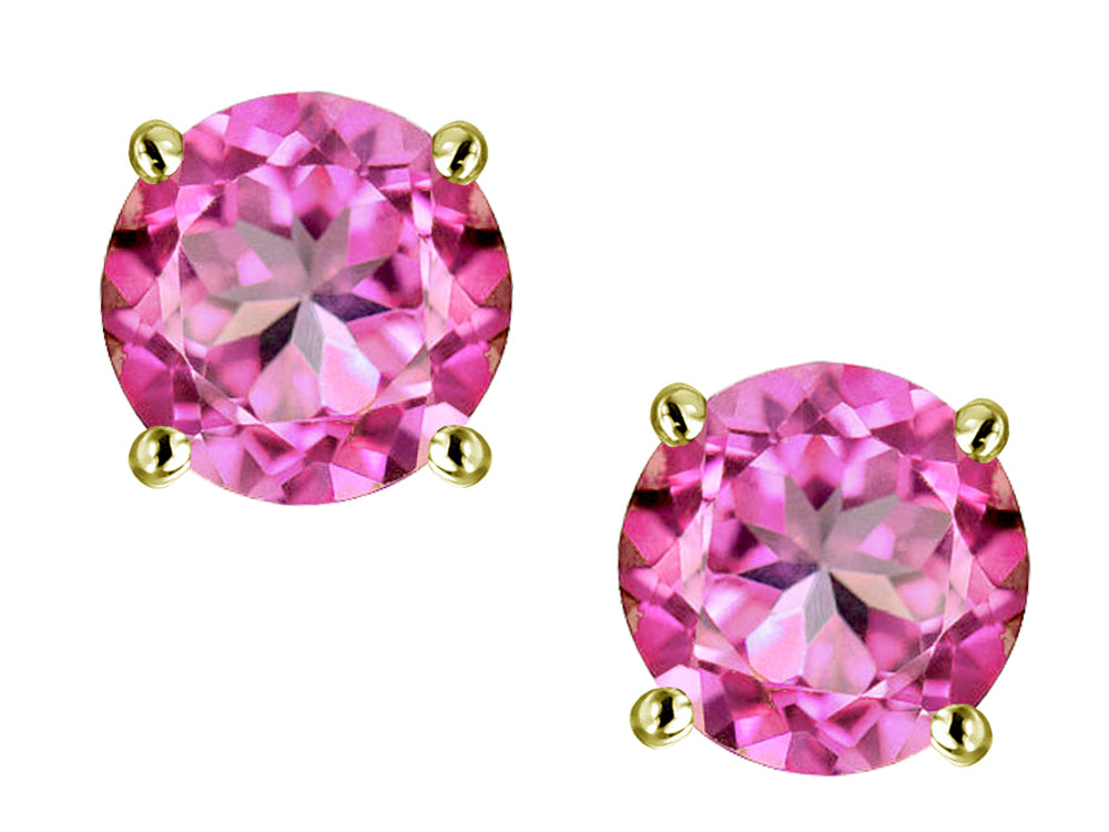 Star K Round 6mm Created Pink Sapphire Stud Earrings