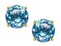 Star K Round 6mm Genuine Blue Topaz Stud Earrings