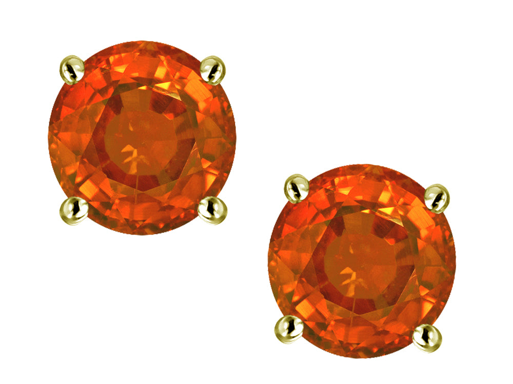 Star K Round 6mm Simulated Orange Mexican Fire Opal Screw Back Stud Earrings