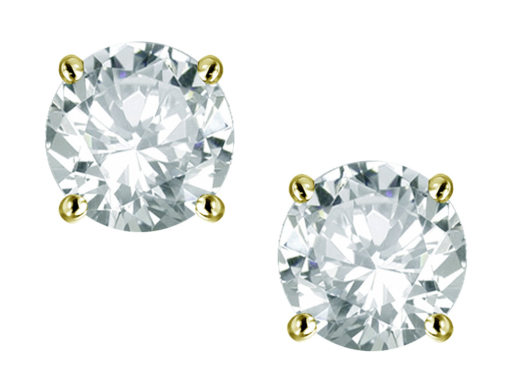 Star K Round 6mm Genuine White Topaz Stud Earrings