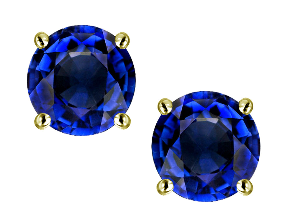 Star K 7mm Round Created Sapphire Classic Stud Earrings