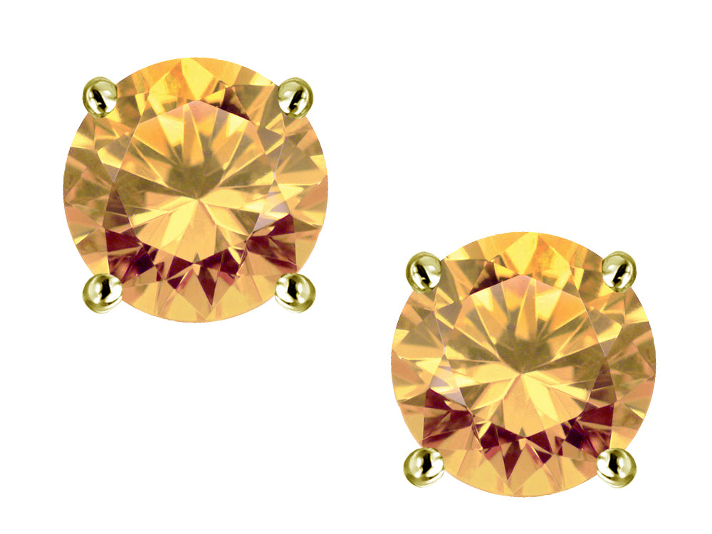 Star K Round 7mm Simulated Imperial Yellow Topaz Classic Stud Earrings