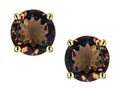 Star K 7mm Round Genuine Smoky Quartz Classic Stud Earrings