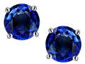 Star K 7mm Round Created Sapphire Classic Screw Back Stud Earrings