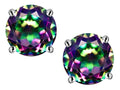 Star K 7mm Round Rainbow Mystic Topaz Classic Screw Back Stud Earrings