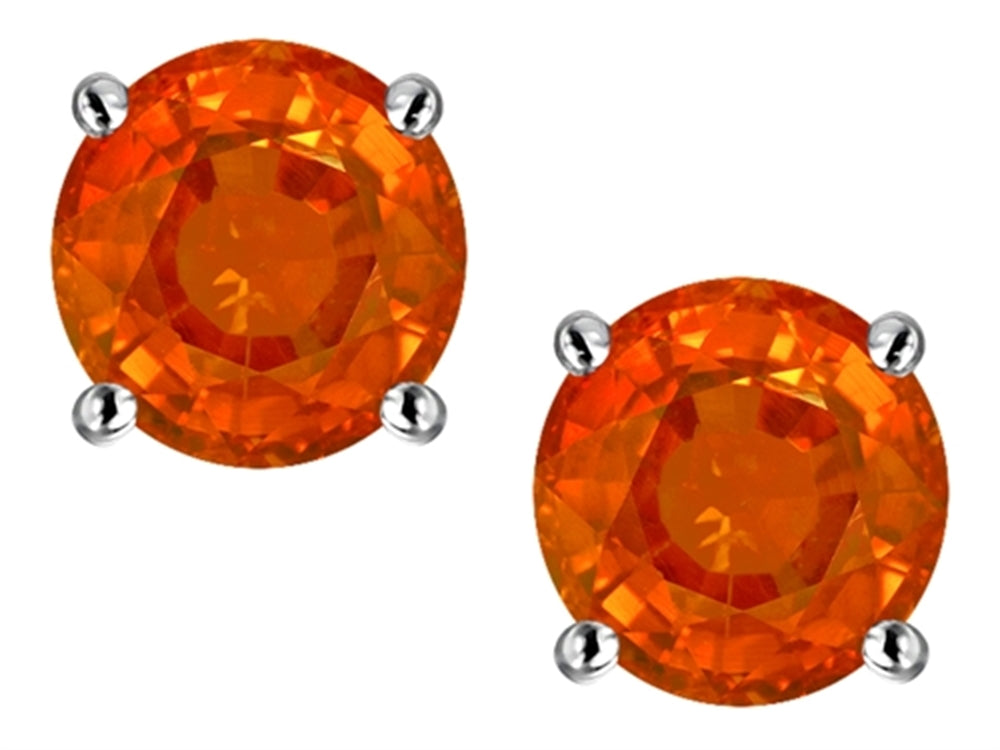 Star K Round 7mm Simulated Orange Mexican Fire Opal Classic Screw Back Stud Earrings