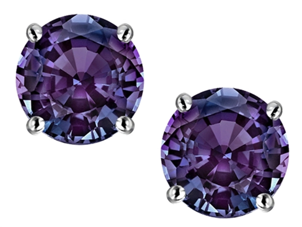 Star K Round 7mm Simulated Alexandrite Classic Screw Back Stud Earrings