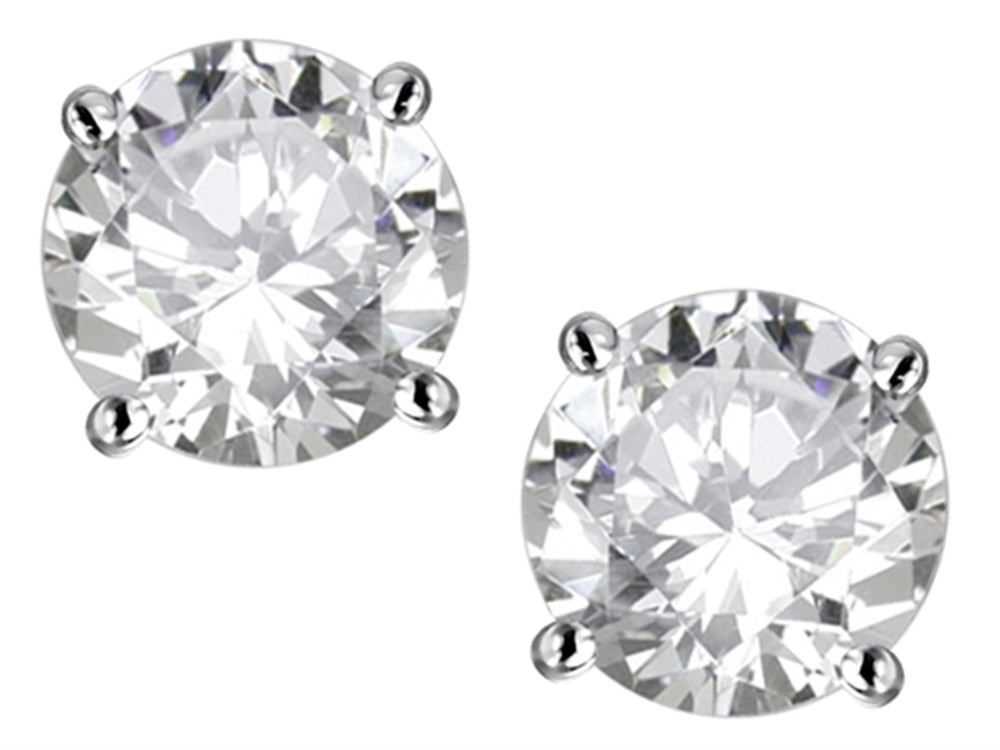 Star K 7mm Round Genuine White Topaz Classic Screw Back Stud Earrings