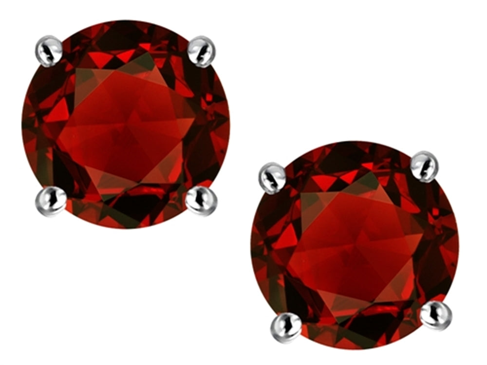 Star K 7mm Round Genuine Garnet Classic Screw Back Stud Earrings