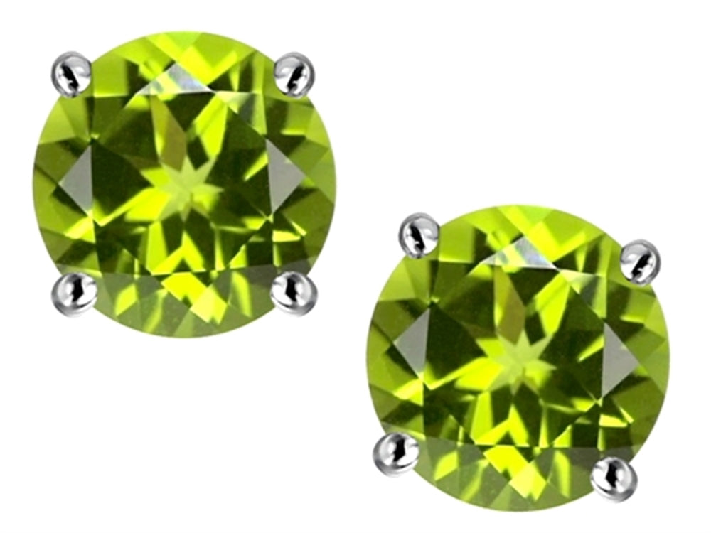 Star K 7mm Round Genuine Peridot Classic Screw Back Stud Earrings