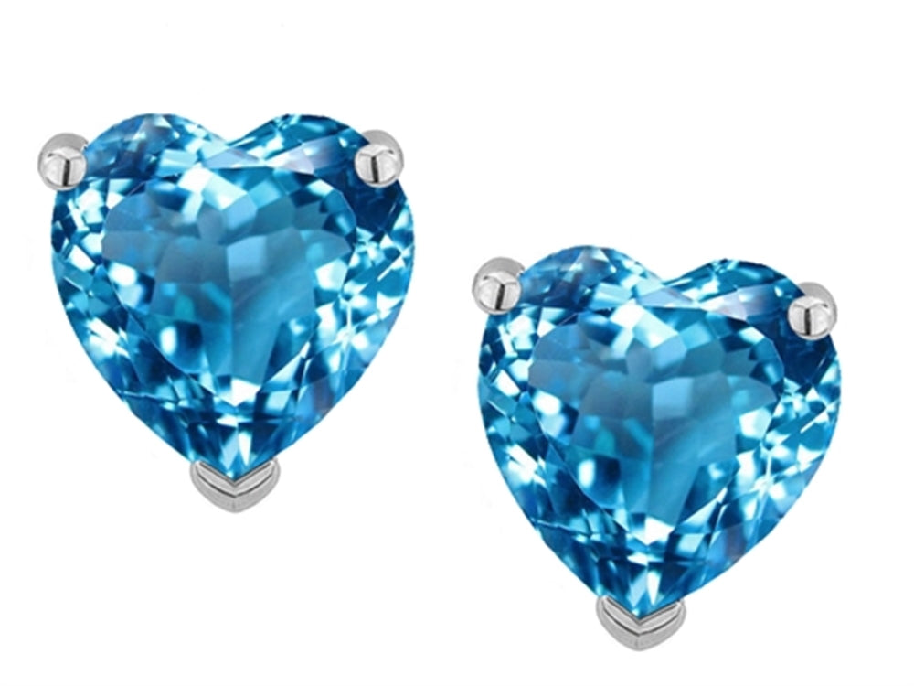 Star K Heart Shape 6mm Genuine Blue Topaz Earrings Studs