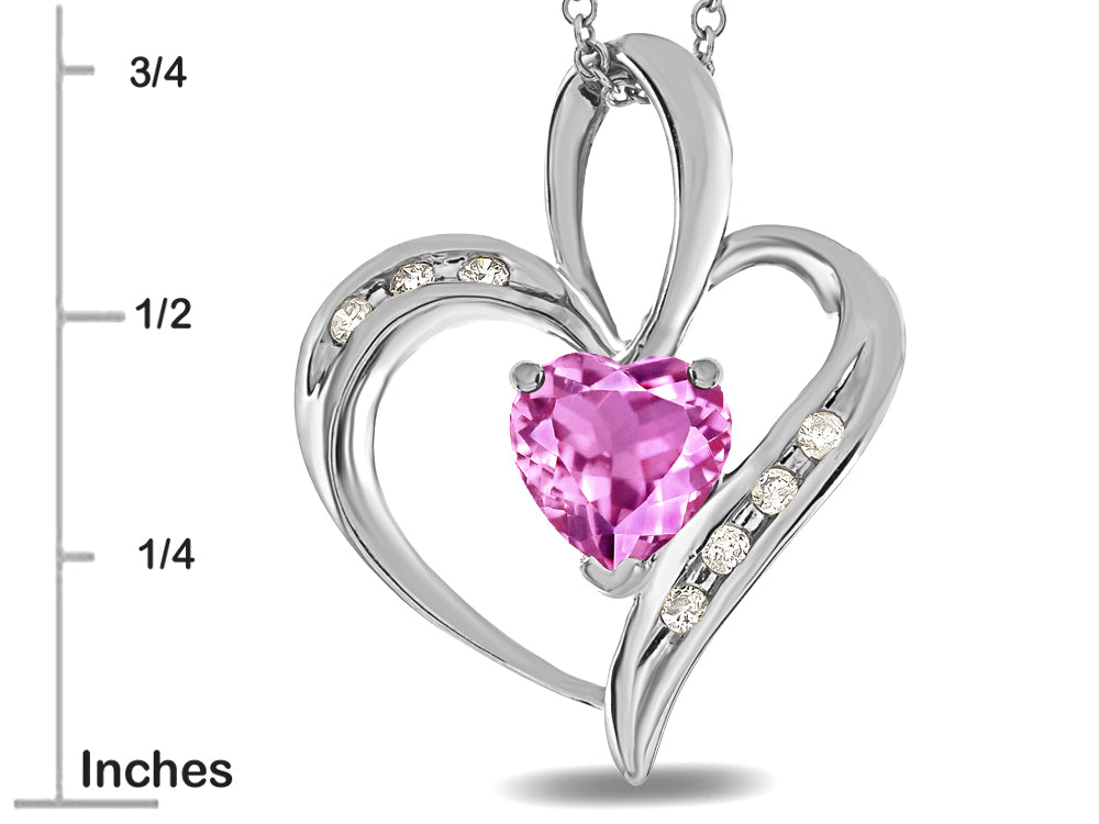 Star K Heart Shape 6mm Created Pink Sapphire Pendant Necklace