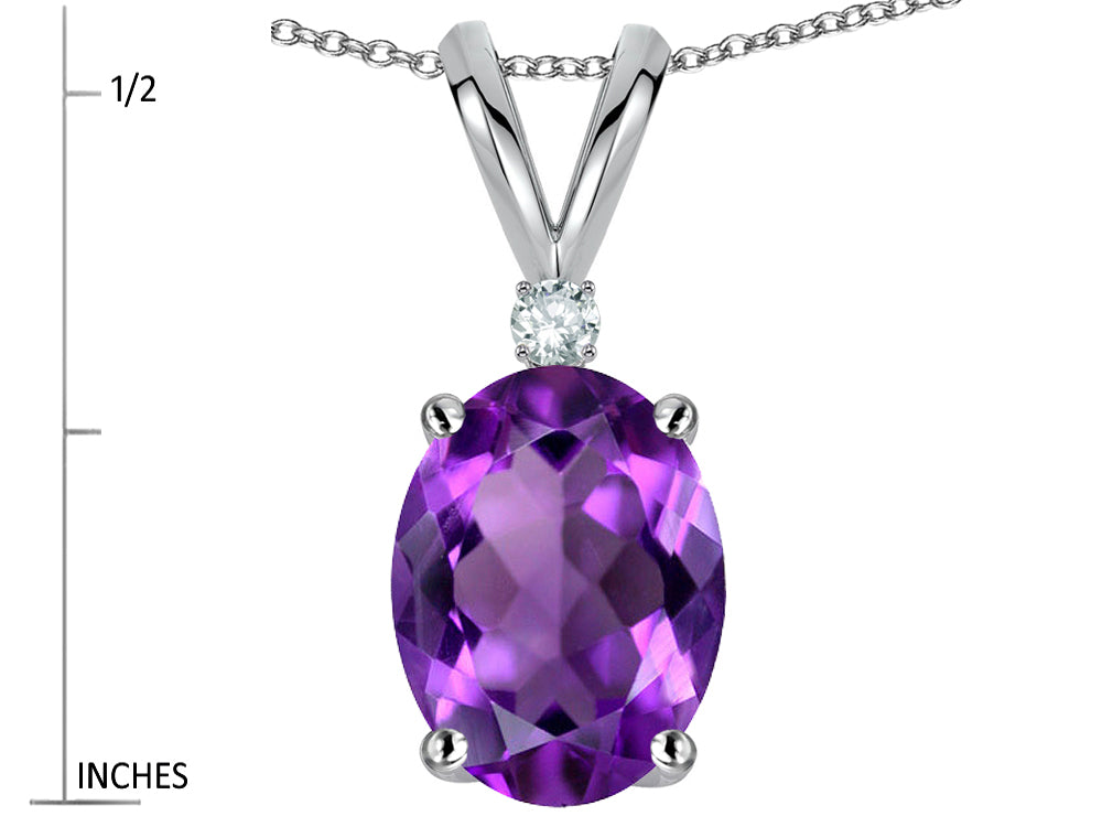 Star K Oval 8x6mm Genuine Amethyst Rabbit Ear Pendant Necklace