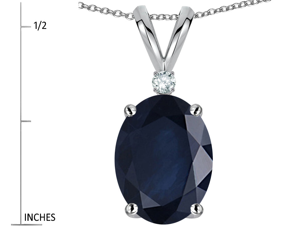 Star K Oval 8x6mm Genuine Sapphire Rabbit Ear Pendant Necklace