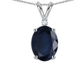 Star K Oval 8x6mm Genuine Sapphire Rabbit Ear Pendant Necklace
