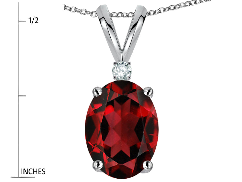 Star K Oval 8x6mm Genuine Garnet Rabbit Ear Pendant Necklace
