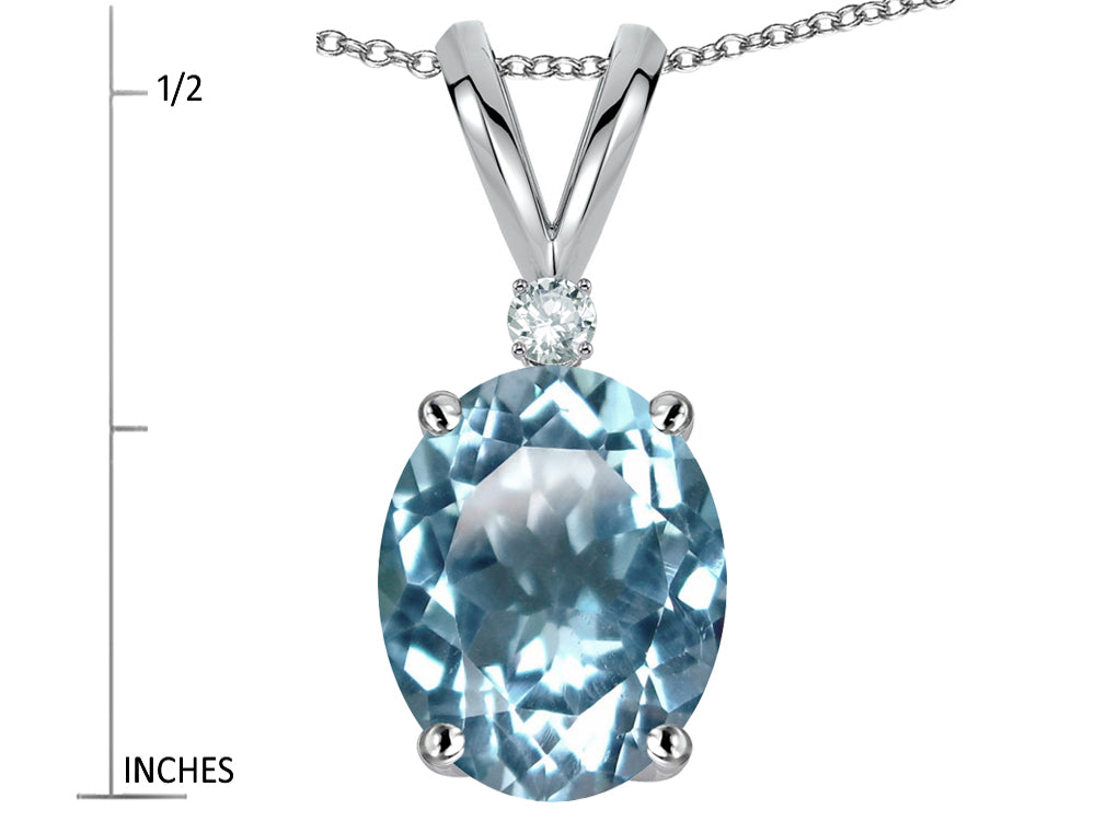 Star K Oval 8x6mm Genuine Sky Blue Topaz Rabbit Ear Pendant Necklace