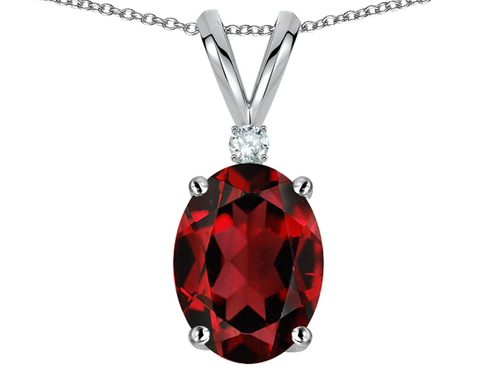 Star K Oval 8x6mm Genuine Garnet Rabbit Ear Pendant Necklace