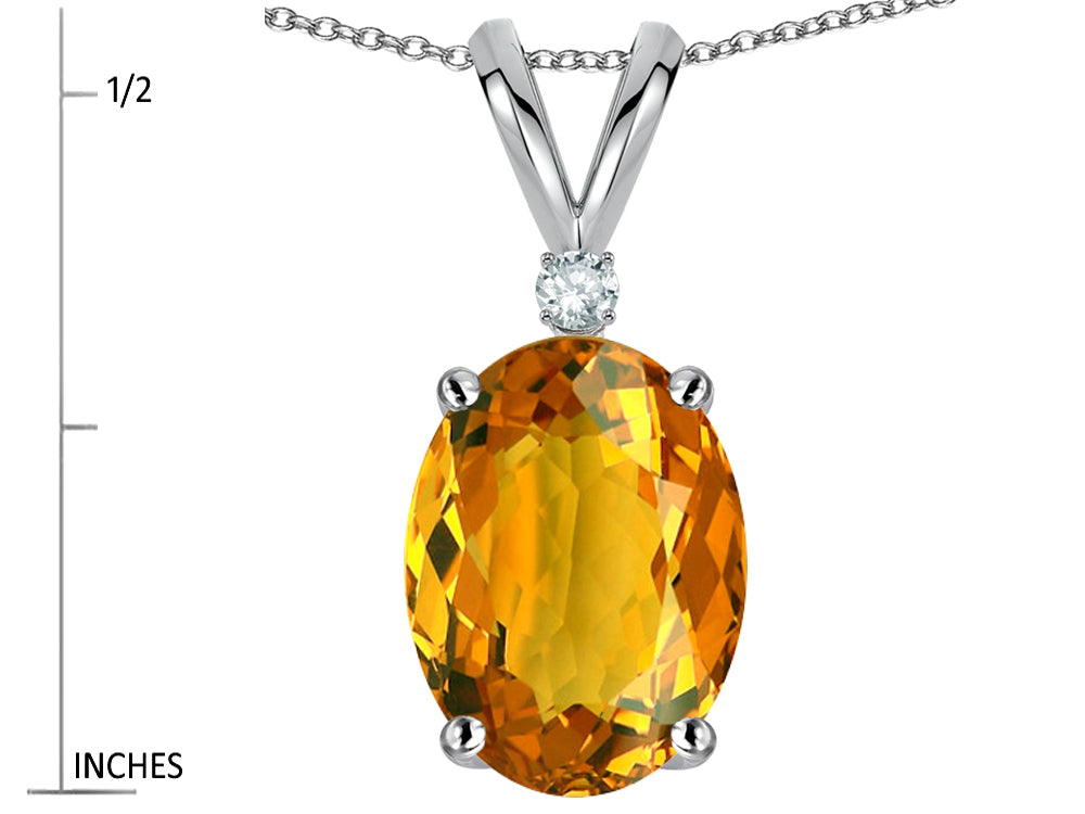 Star K Oval 8x6mm Genuine Citrine Rabbit Ear Pendant Necklace
