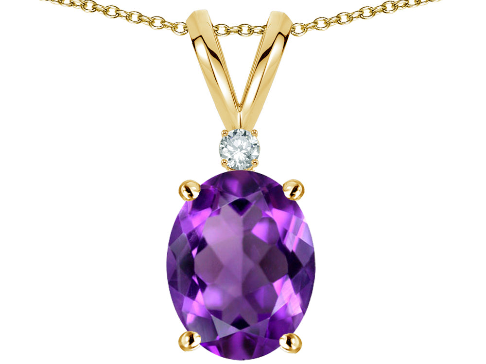 Star K Oval 8x6mm Genuine Amethyst Rabbit Ear Pendant Necklace