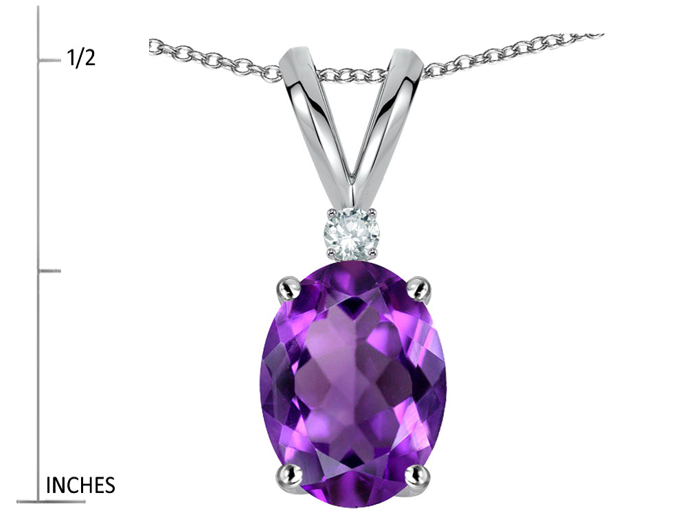 Star K Oval 7x5mm Genuine Amethyst Pendant Necklace