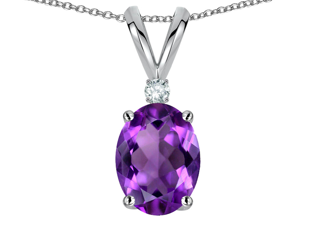 Star K Oval 7x5mm Genuine Amethyst Pendant Necklace