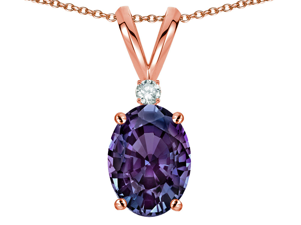 Star K Oval 7x5mm Simulated Alexandrite Pendant Necklace