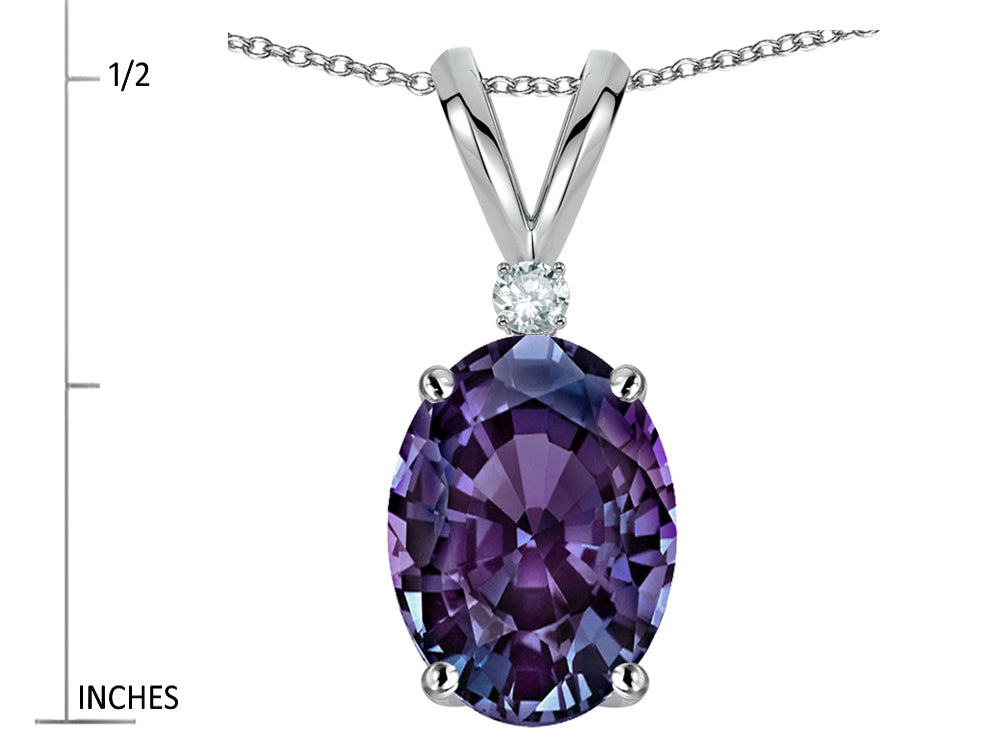 Star K Oval 7x5mm Simulated Alexandrite Pendant Necklace