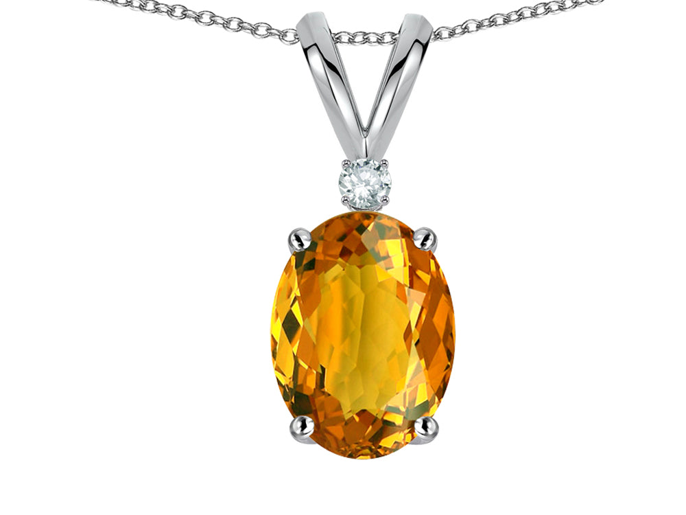 Star K Oval 7x5mm Genuine Citrine Pendant Necklace