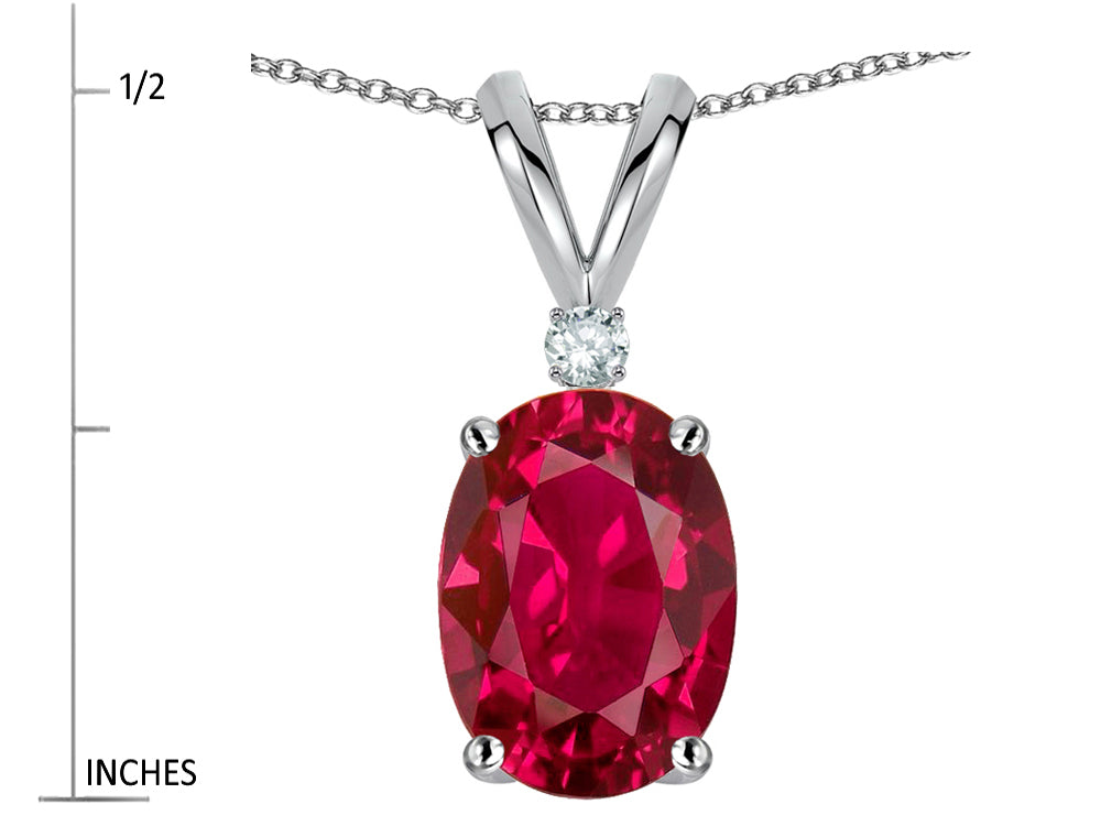Star K Oval 7x5mm Created Ruby Pendant Necklace