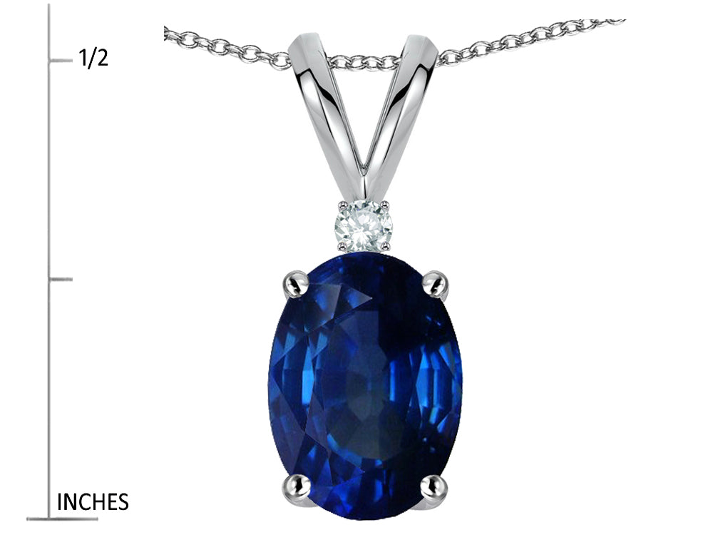 Star K Oval 7x5mm Created Sapphire Pendant Necklace