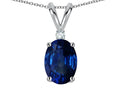 Star K Oval 7x5mm Created Sapphire Pendant Necklace