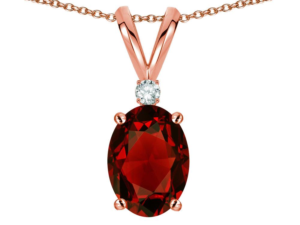 Star K Oval 7x5mm Genuine Garnet Pendant Necklace
