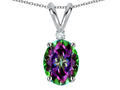Star K Oval 7x5mm Rainbow Mystic Topaz Pendant Necklace