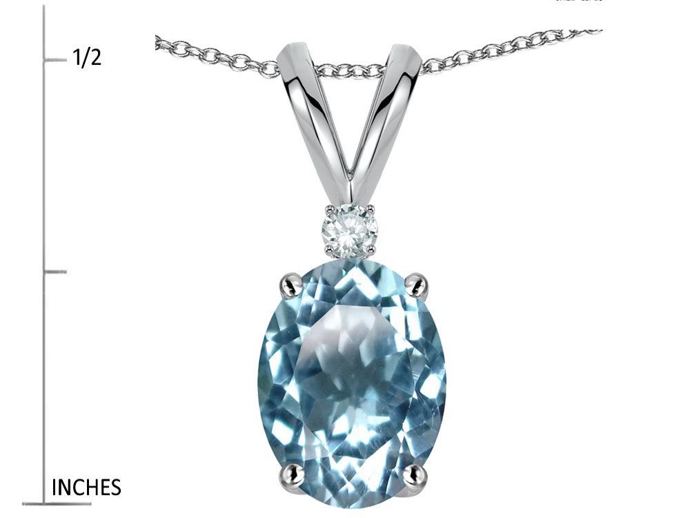 Star K Oval 7x5mm Genuine Sky Blue Topaz Pendant Necklace