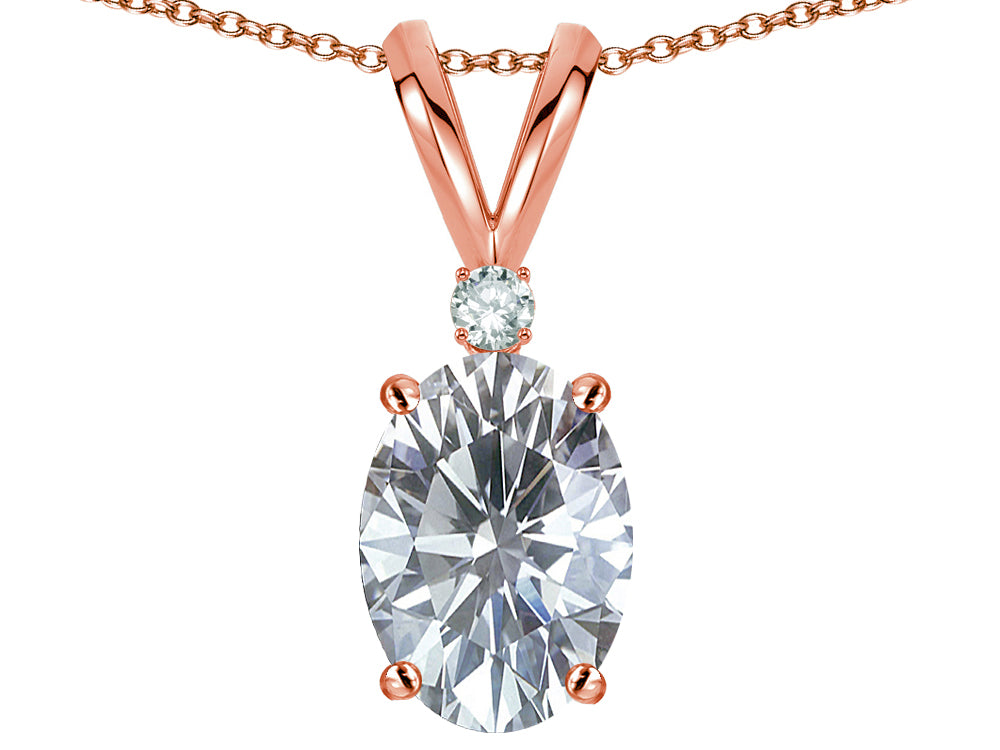 Star K Oval 7x5mm Genuine White Topaz Pendant Necklace