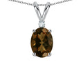 Star K Oval 7x5mm Genuine Smoky Quartz Pendant Necklace