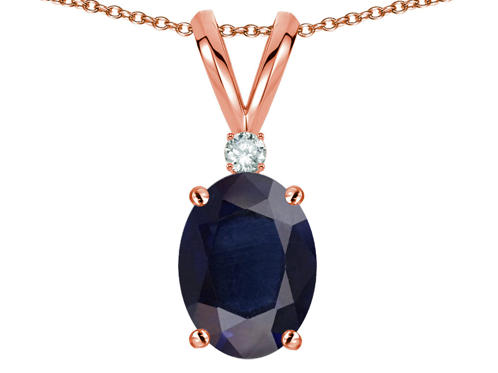 Star K Oval 7x5mm Genuine Sapphire Classic Rabbit Ears Pendant Necklace
