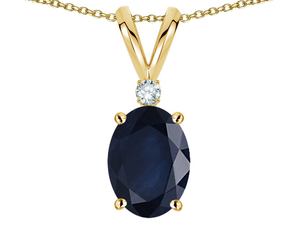 Star K Oval 7x5mm Genuine Sapphire Classic Rabbit Ears Pendant Necklace