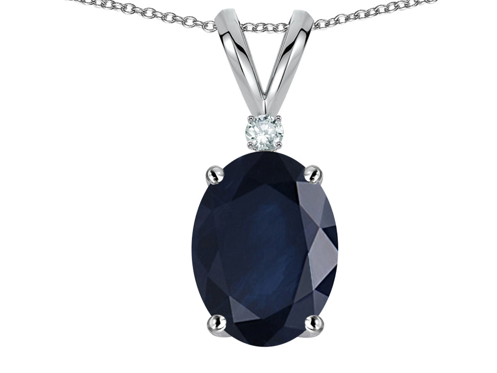 Star K Oval 7x5mm Genuine Sapphire Classic Rabbit Ears Pendant Necklace