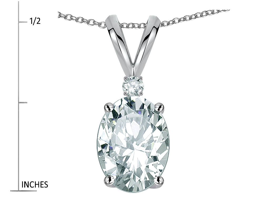 Star K Oval 7x5mm Genuine White Topaz Classic Rabbit Ears Pendant Necklace