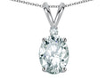 Star K Oval 7x5mm Genuine White Topaz Classic Rabbit Ears Pendant Necklace