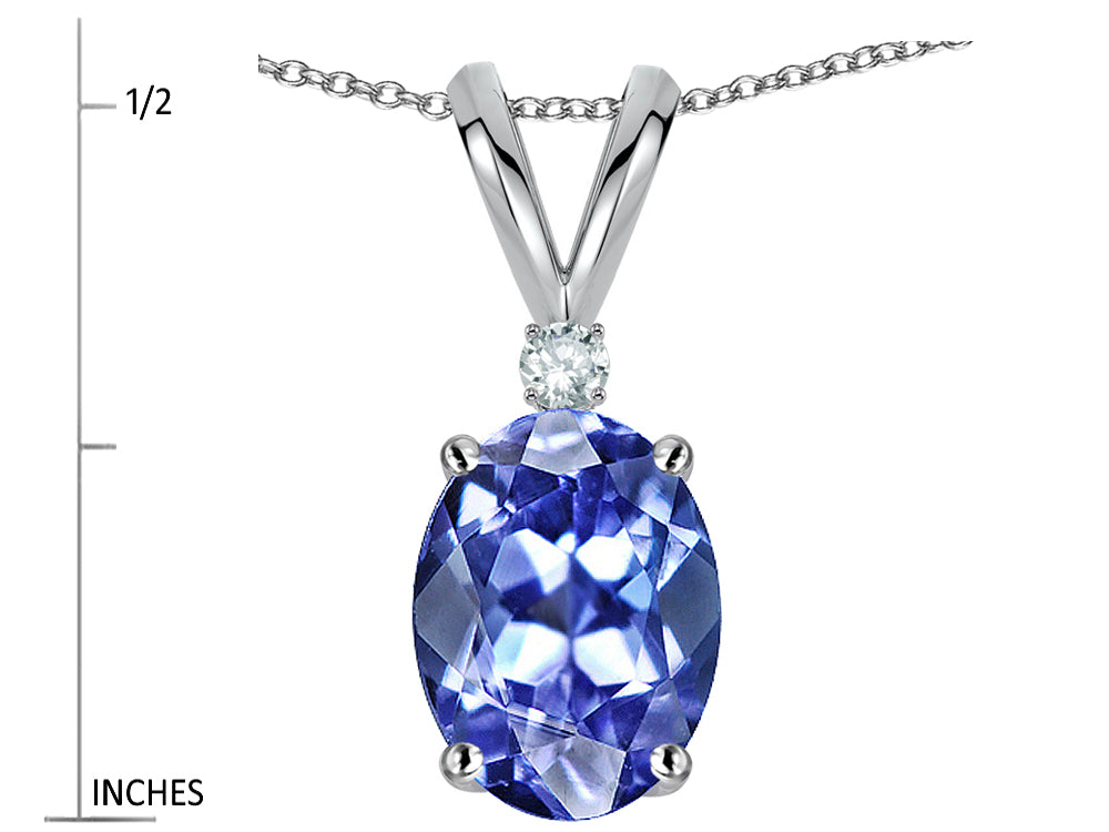 Star K Oval 7x5mm Genuine Tanzanite Classic Rabbit Ears Pendant Necklace