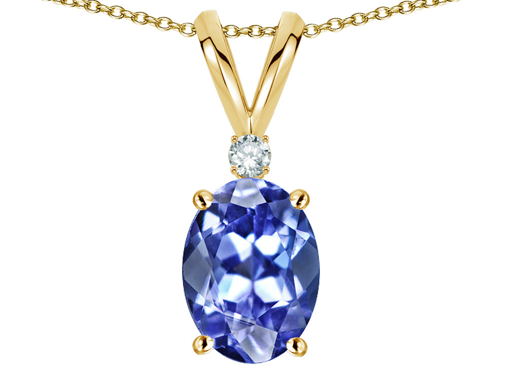 Star K Oval 7x5mm Genuine Tanzanite Classic Rabbit Ears Pendant Necklace